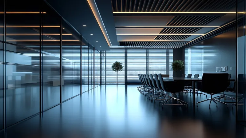 Sleek conference room with polished floors in a Tacoma office building